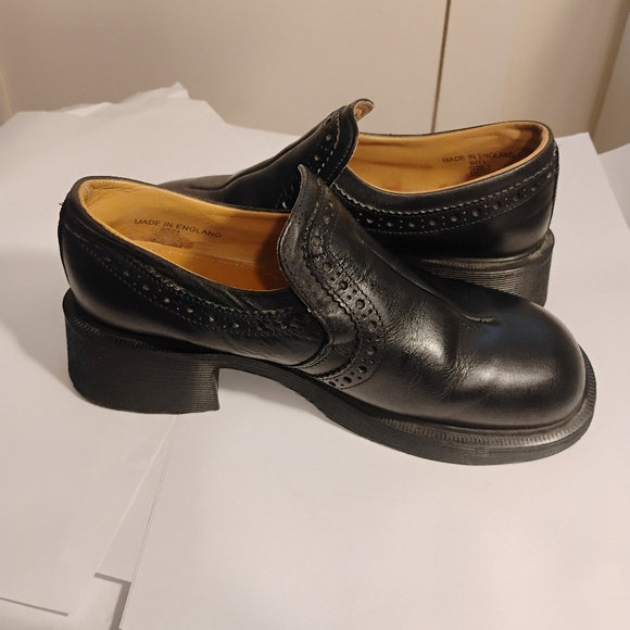 Vtg Dr Martens Shoes Womens Black UK7 US9 Chunky Leather Y2K England - Picture 11 of 15